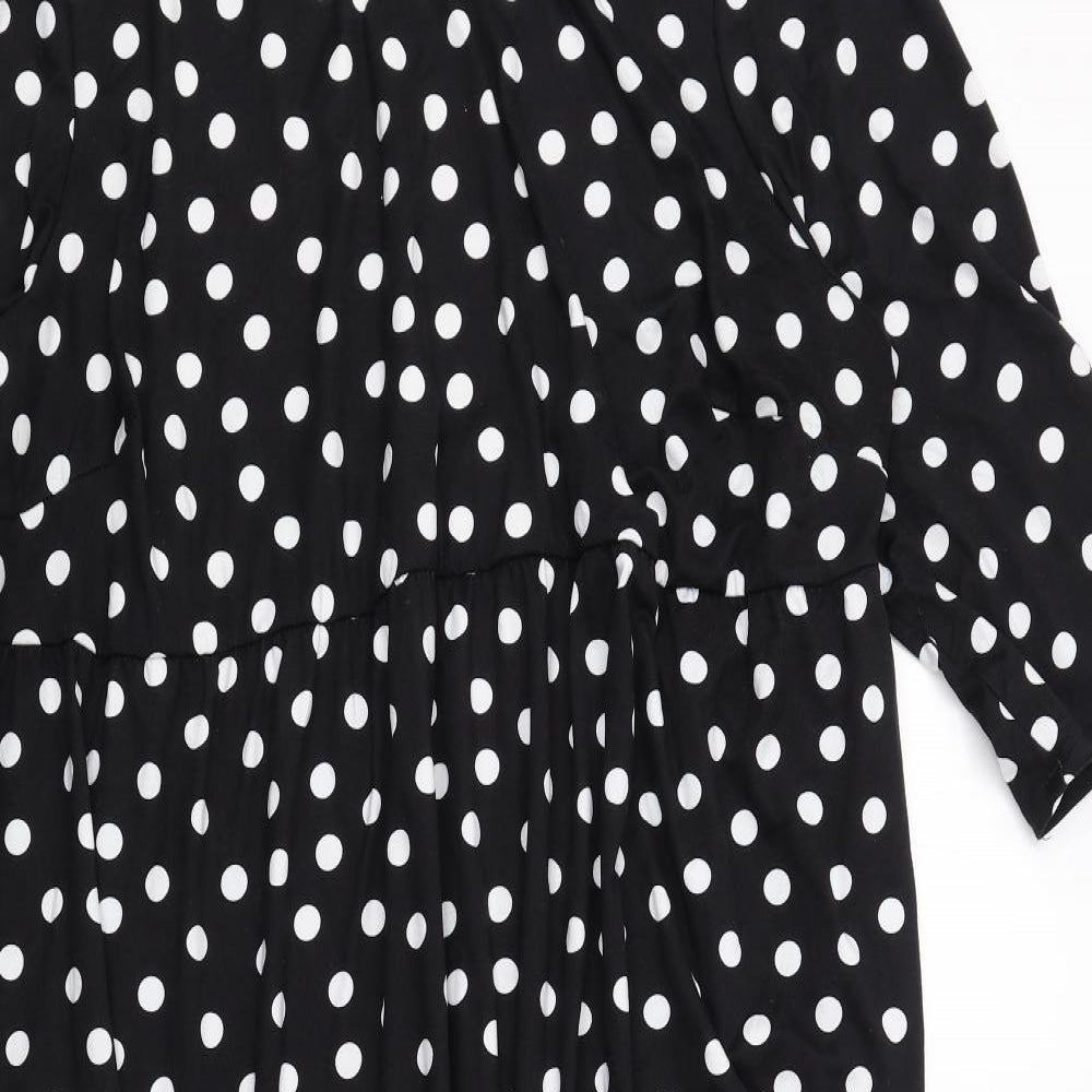 Simply Be Womens Black Polka Dot Polyester A-Line Size 22 Round Neck Pullover