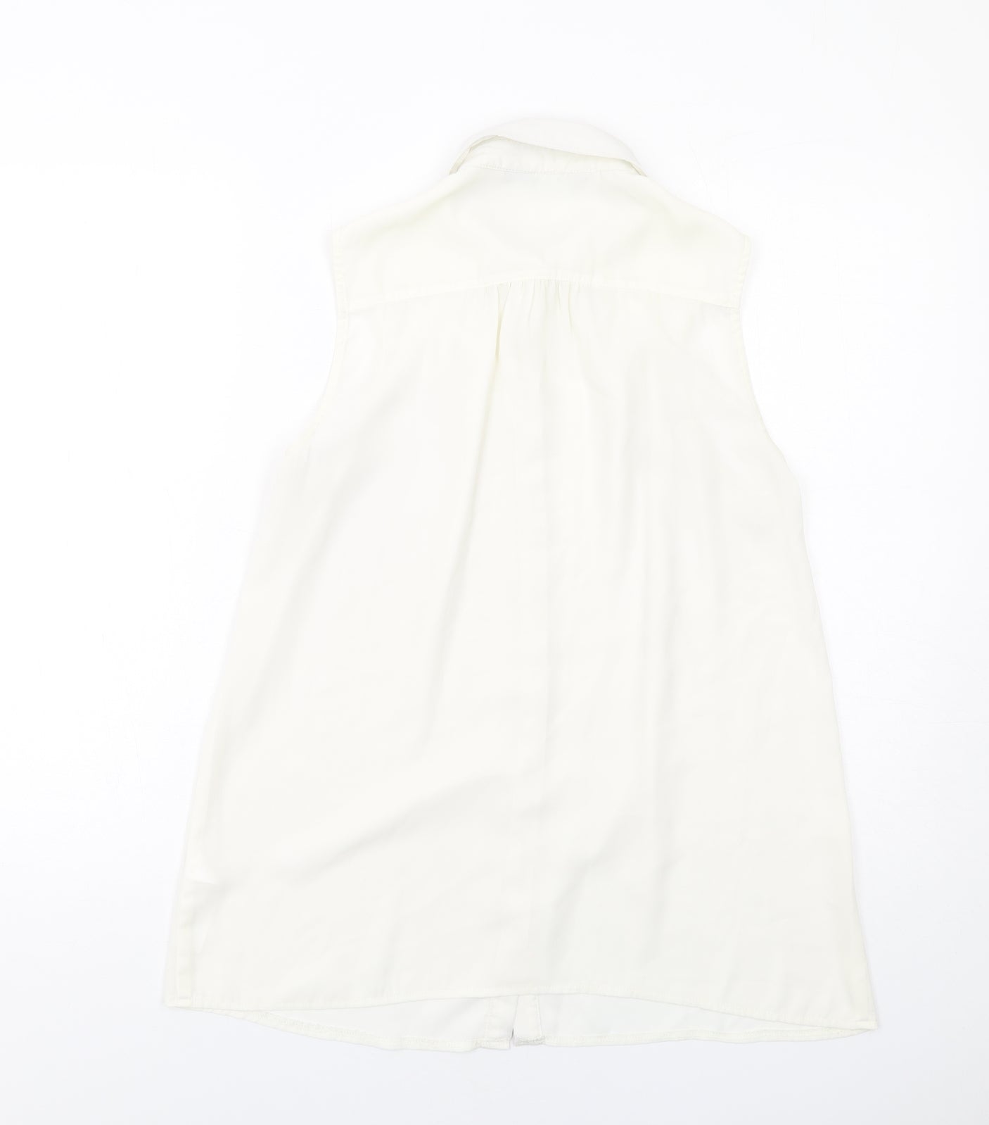 New Look Womens Ivory Polyester Basic Button-Up Size 12 Collared