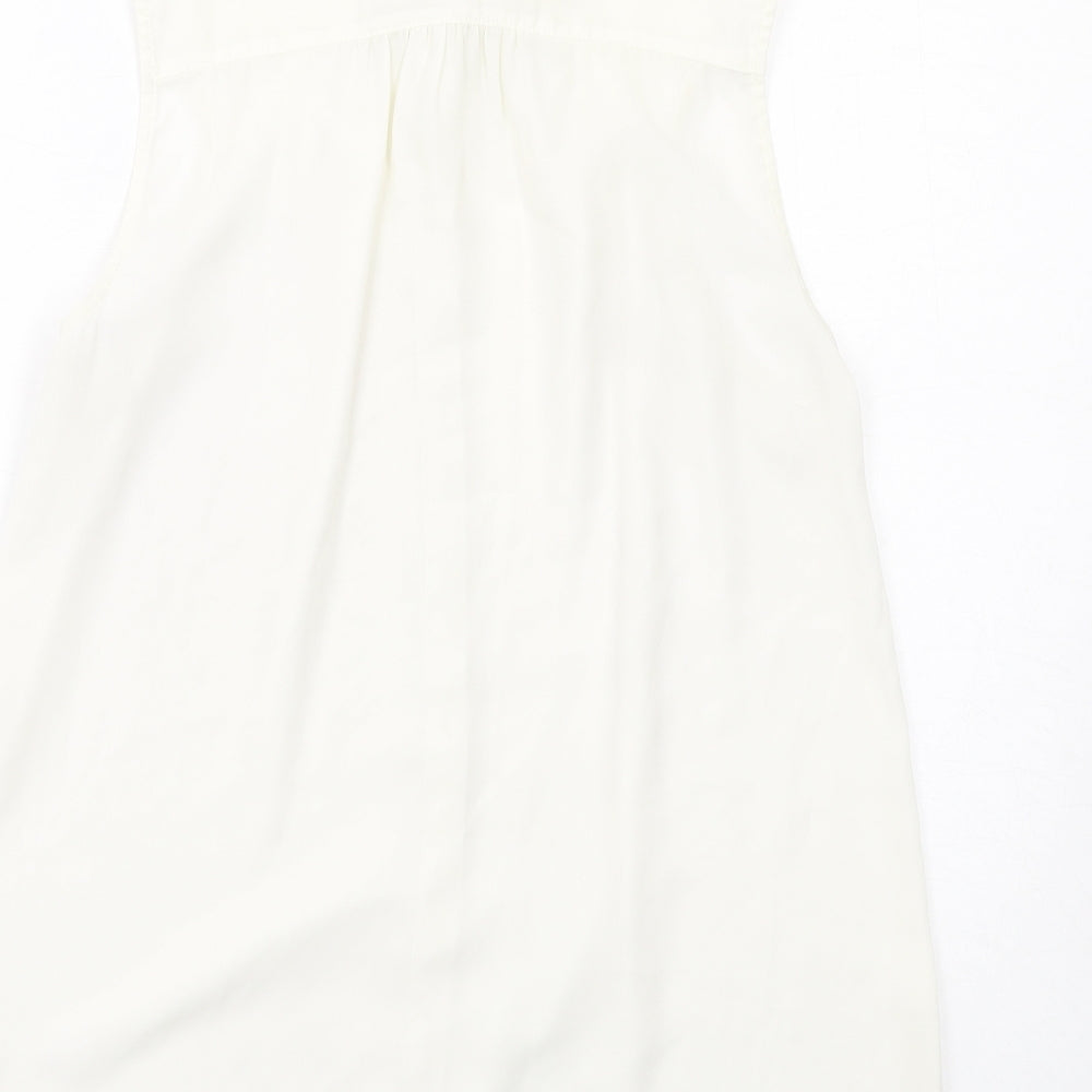 New Look Womens Ivory Polyester Basic Button-Up Size 12 Collared