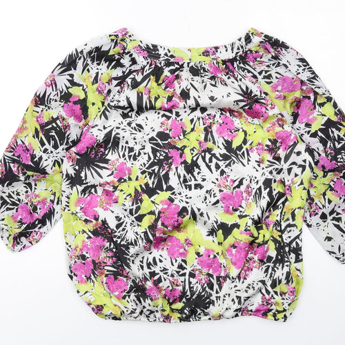 Bonmarché Womens Multicoloured Floral Polyester Basic Blouse Size 16 Boat Neck