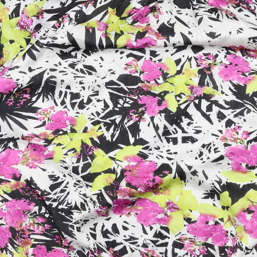 Bonmarché Womens Multicoloured Floral Polyester Basic Blouse Size 16 Boat Neck