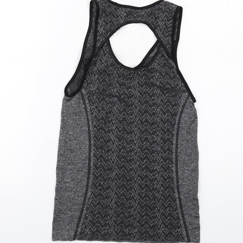 Salomon Womens Grey Geometric Polyester Basic Tank Size S Scoop Neck Pullover