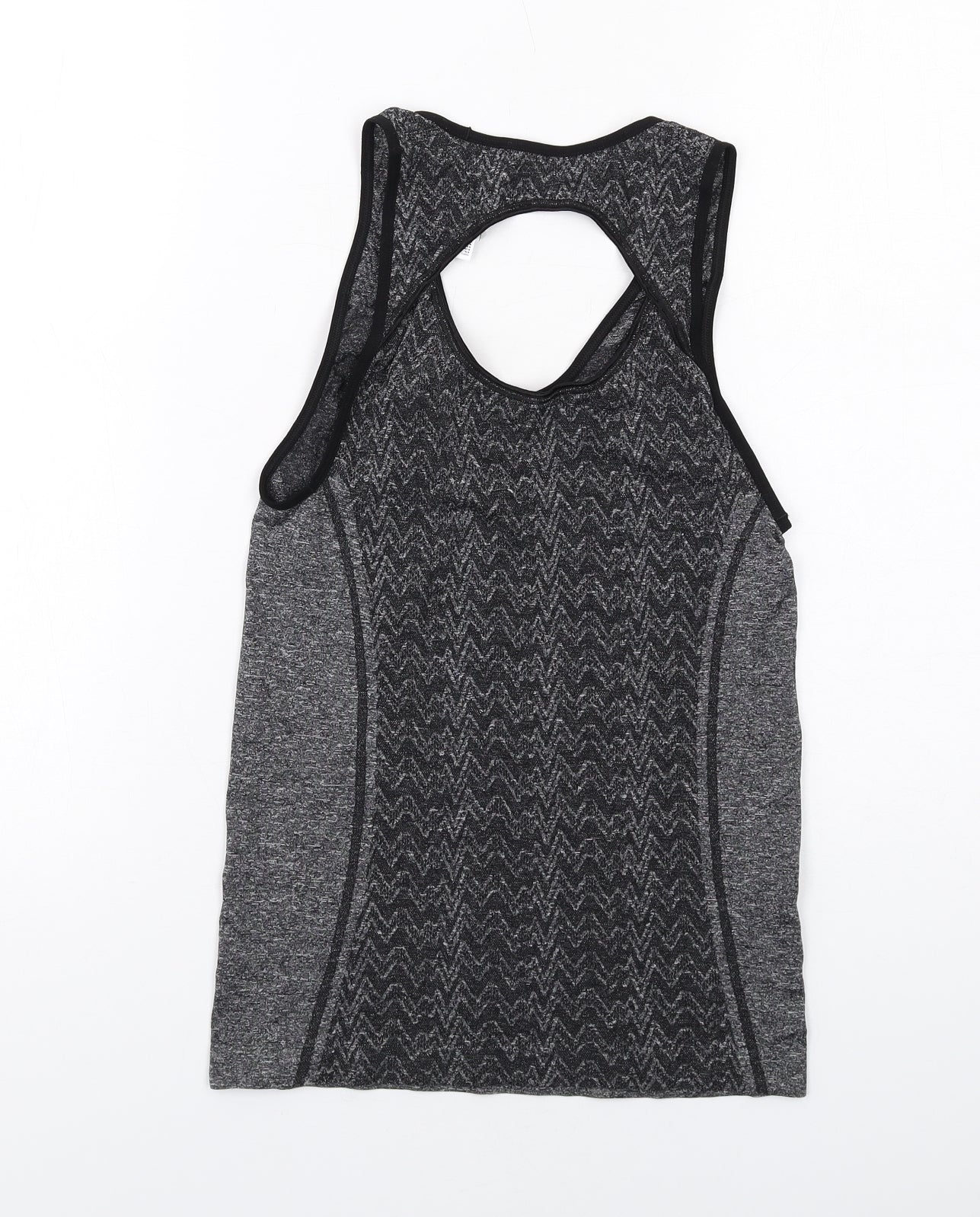 Salomon Womens Grey Geometric Polyester Basic Tank Size S Scoop Neck Pullover