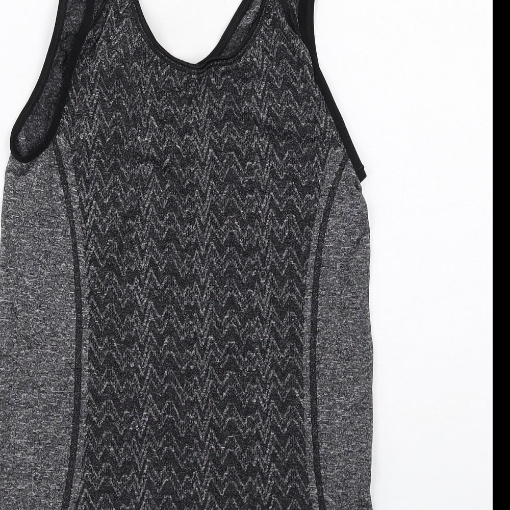 Salomon Womens Grey Geometric Polyester Basic Tank Size S Scoop Neck Pullover