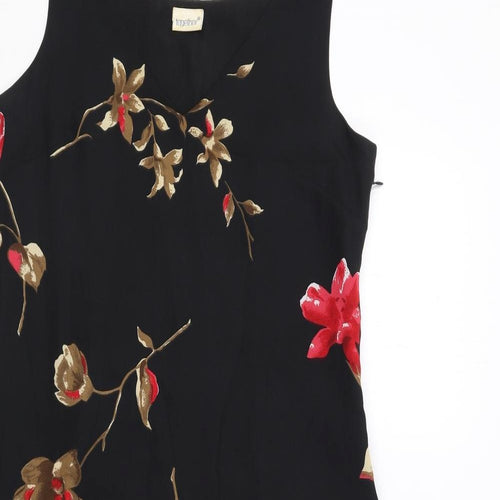 Together Womens Black Floral Polyester A-Line Size 12 Round Neck Zip
