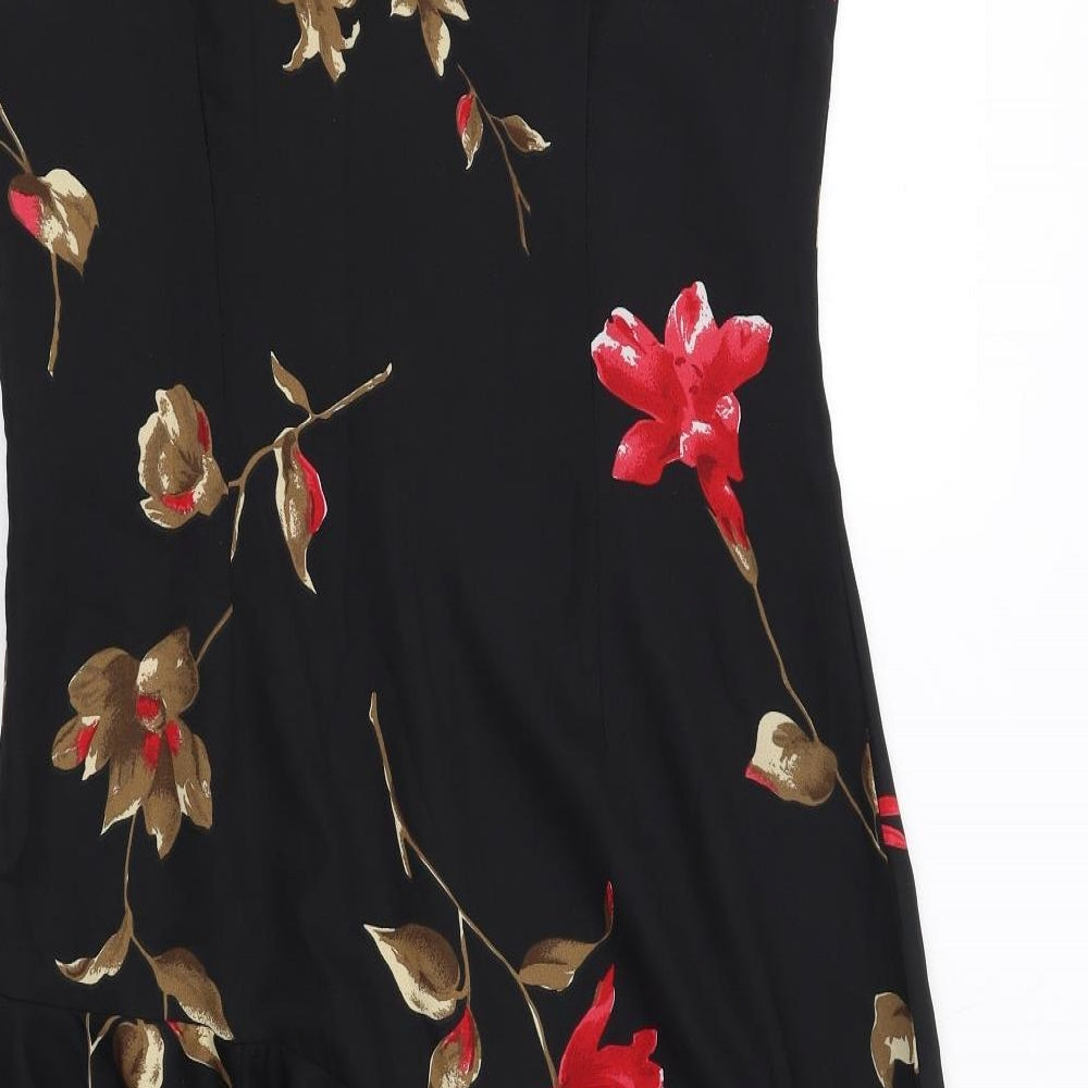 Together Womens Black Floral Polyester A-Line Size 12 Round Neck Zip