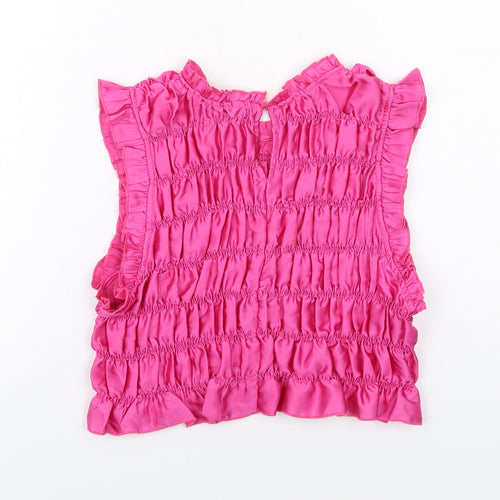 Zara Womens Pink Polyester Cropped Tank Size S Round Neck