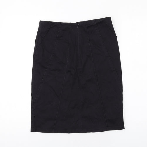 Jaqueine Womens Black Cotton A-Line Skirt Size 8 Zip