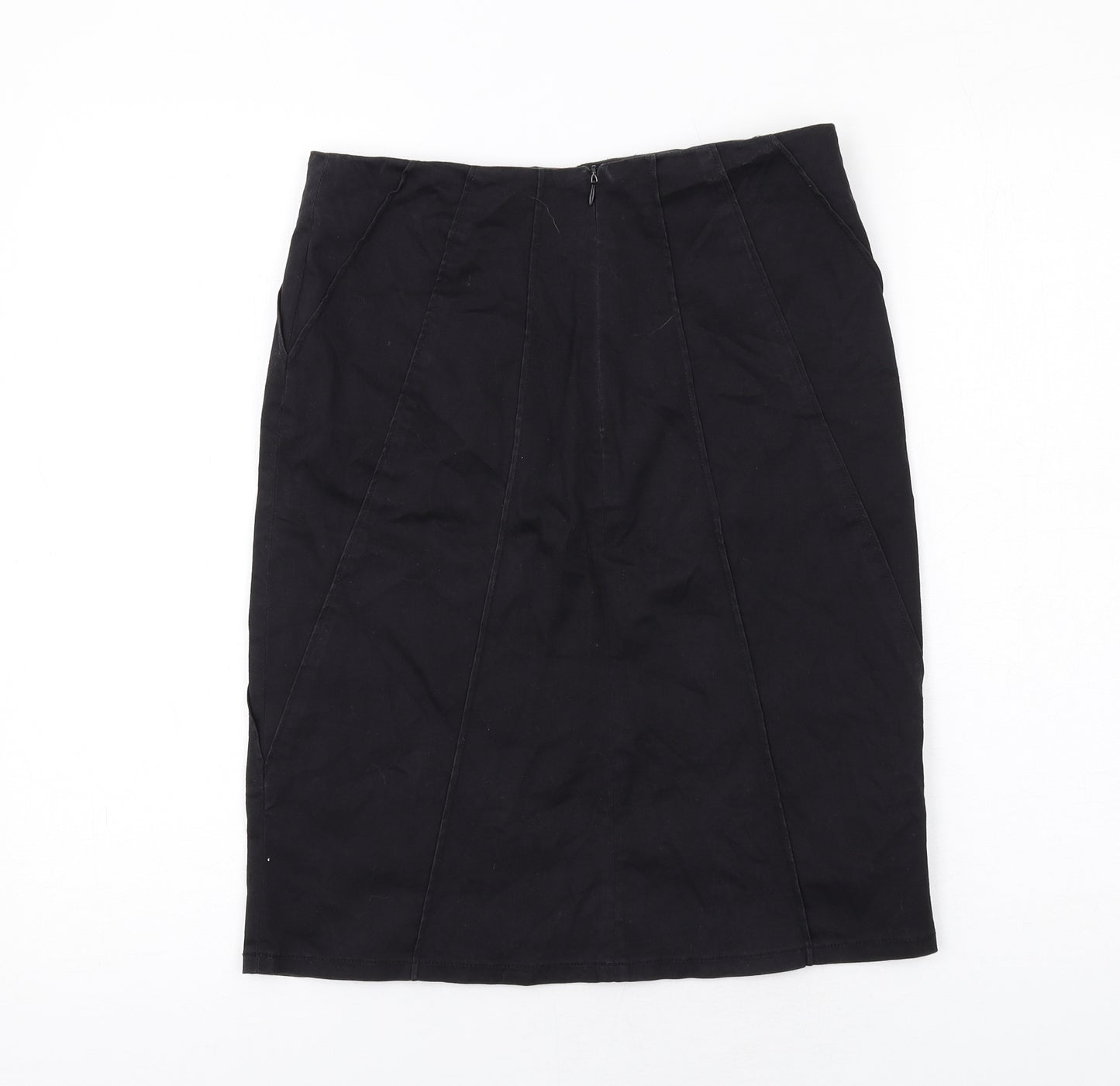 Jaqueine Womens Black Cotton A-Line Skirt Size 8 Zip