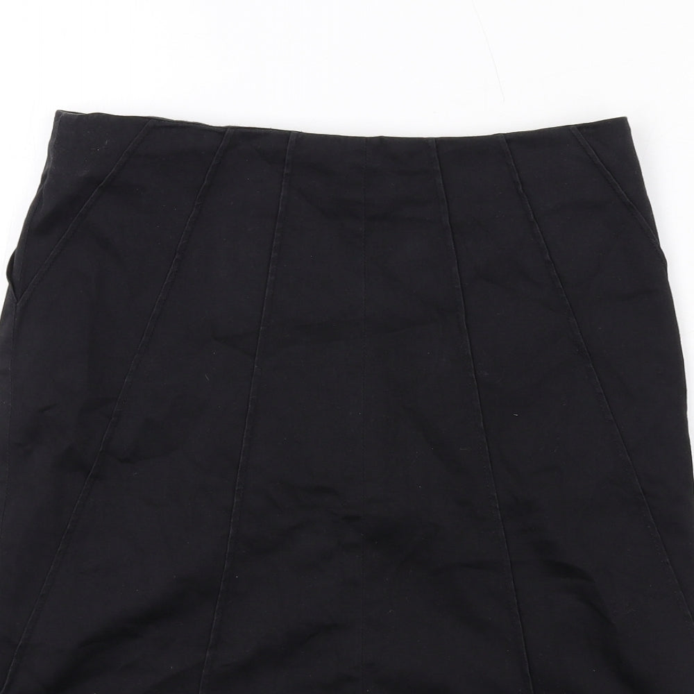 Jaqueine Womens Black Cotton A-Line Skirt Size 8 Zip