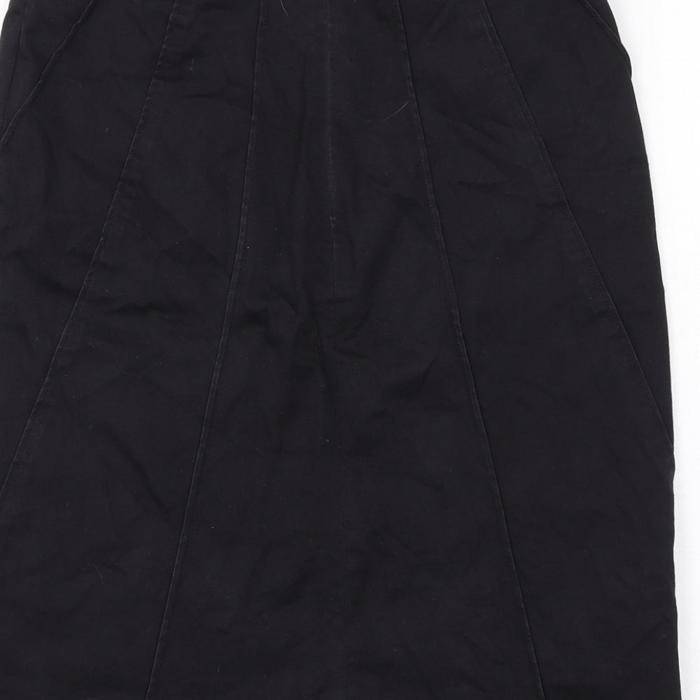 Jaqueine Womens Black Cotton A-Line Skirt Size 8 Zip