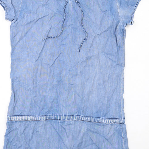 Scotch & Soda Womens Blue Lyocell Shift Size S Round Neck Zip
