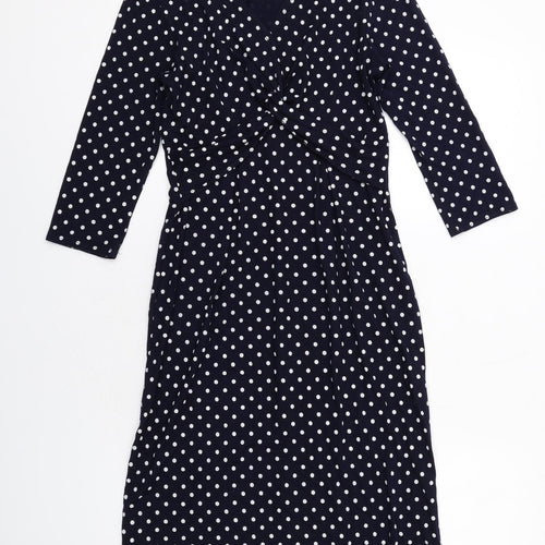 Karen Gillan Womens Blue Polka Dot Viscose A-Line Size XS V-Neck Pullover