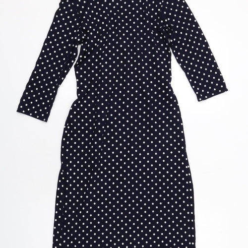 Karen Gillan Womens Blue Polka Dot Viscose A-Line Size XS V-Neck Pullover