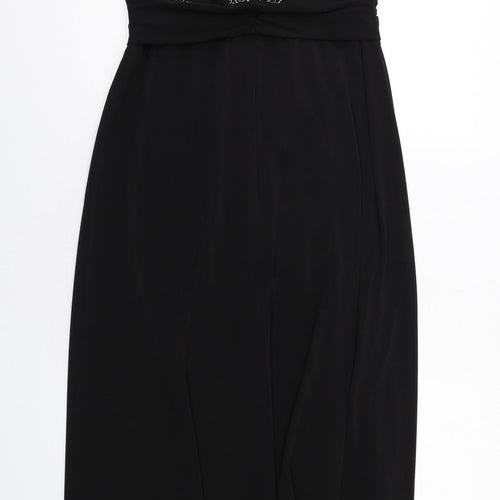 Together Womens Black Geometric Polyester Maxi Size 10 V-Neck Pullover