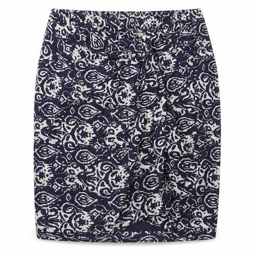 H&M Womens Blue Geometric Cotton A-Line Skirt Size 4 Zip