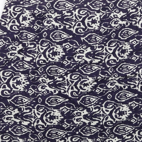 H&M Womens Blue Geometric Cotton A-Line Skirt Size 4 Zip