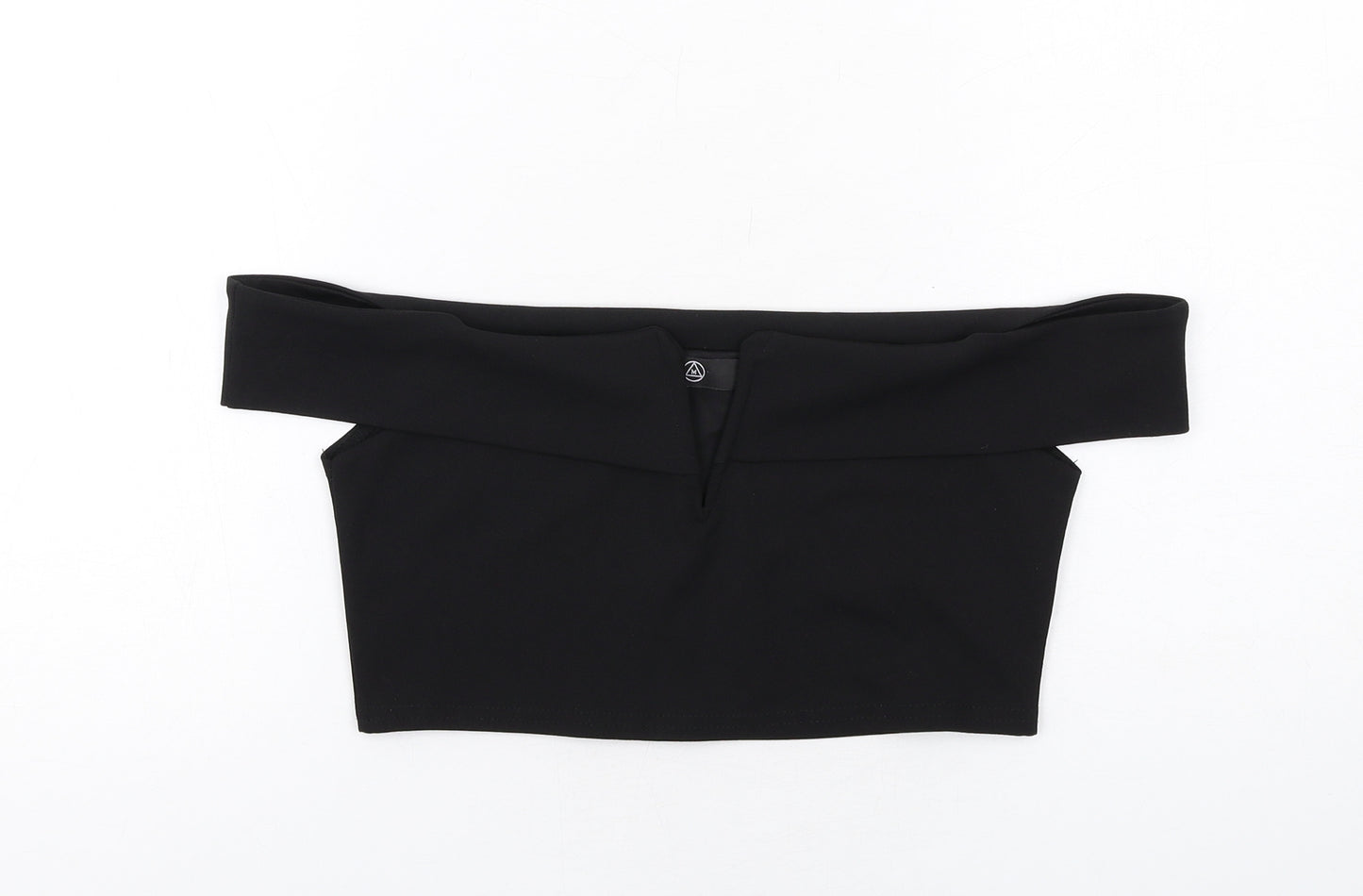 Missguided Womens Black Polyester Cropped Blouse Size 10 Off the Shoulder