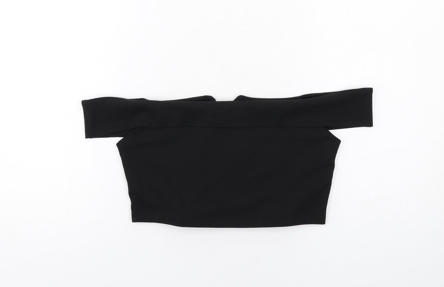 Missguided Womens Black Polyester Cropped Blouse Size 10 Off the Shoulder