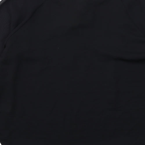 Marks and Spencer Womens Black Polyester Basic Blouse Size 10 V-Neck - Tie Sleeve Detail