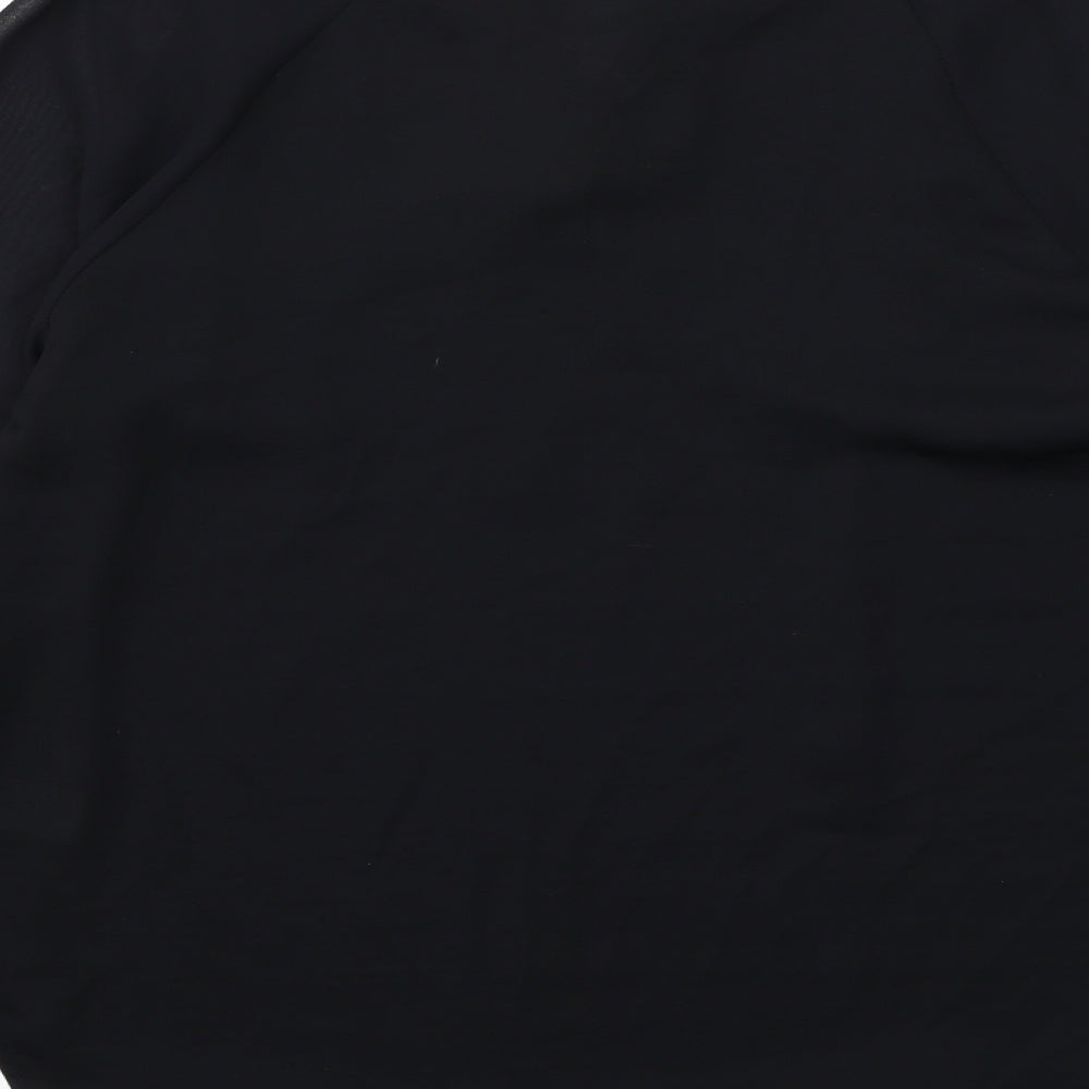 Marks and Spencer Womens Black Polyester Basic Blouse Size 10 V-Neck - Tie Sleeve Detail