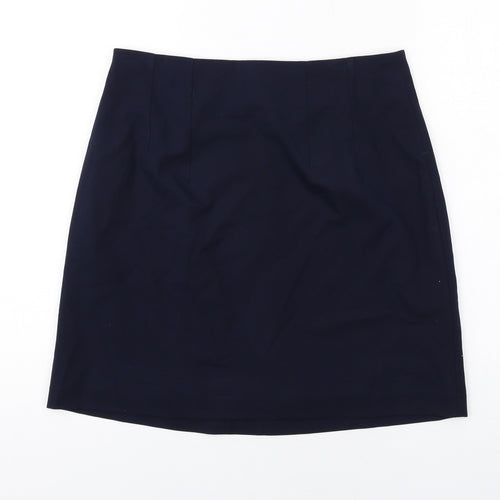 Marks and Spencer Womens Blue Polyester A-Line Skirt Size 12 Zip