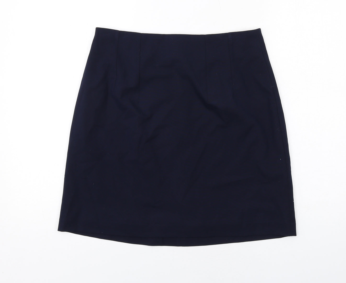 Marks and Spencer Womens Blue Polyester A-Line Skirt Size 12 Zip