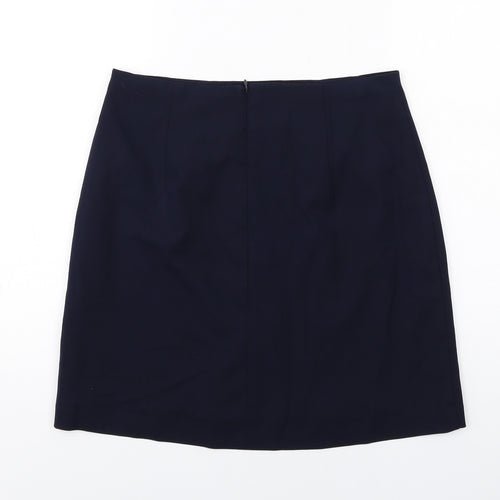Marks and Spencer Womens Blue Polyester A-Line Skirt Size 12 Zip