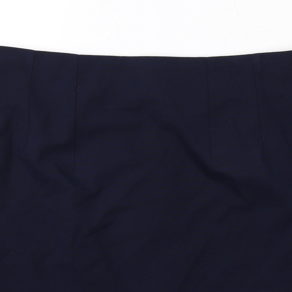 Marks and Spencer Womens Blue Polyester A-Line Skirt Size 12 Zip