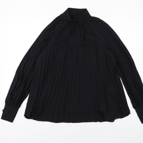 H&M Womens Black Polyester Basic Blouse Size XS High Neck