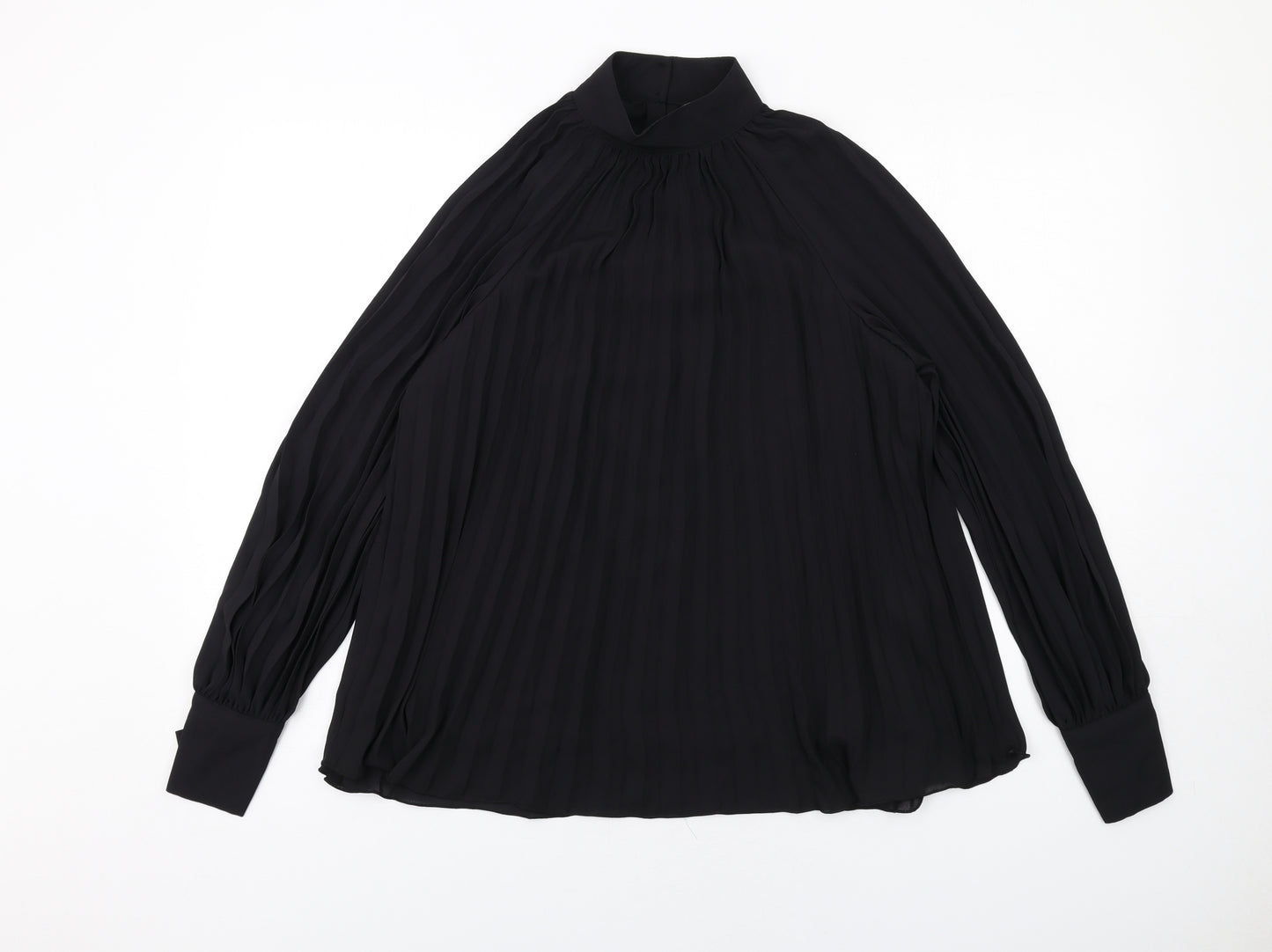 H&M Womens Black Polyester Basic Blouse Size XS High Neck