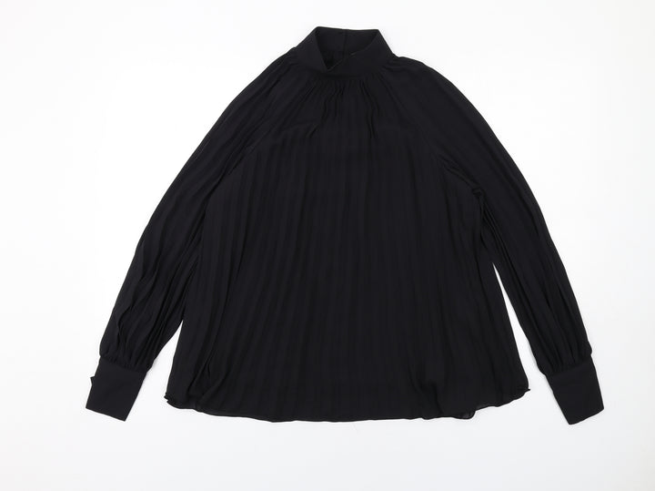 H&M Womens Black Polyester Basic Blouse Size XS High Neck