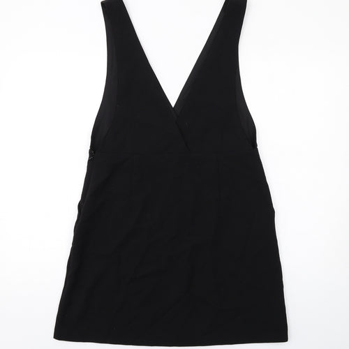 H&M Womens Black Polyester Tank Dress Size 12 V-Neck Zip