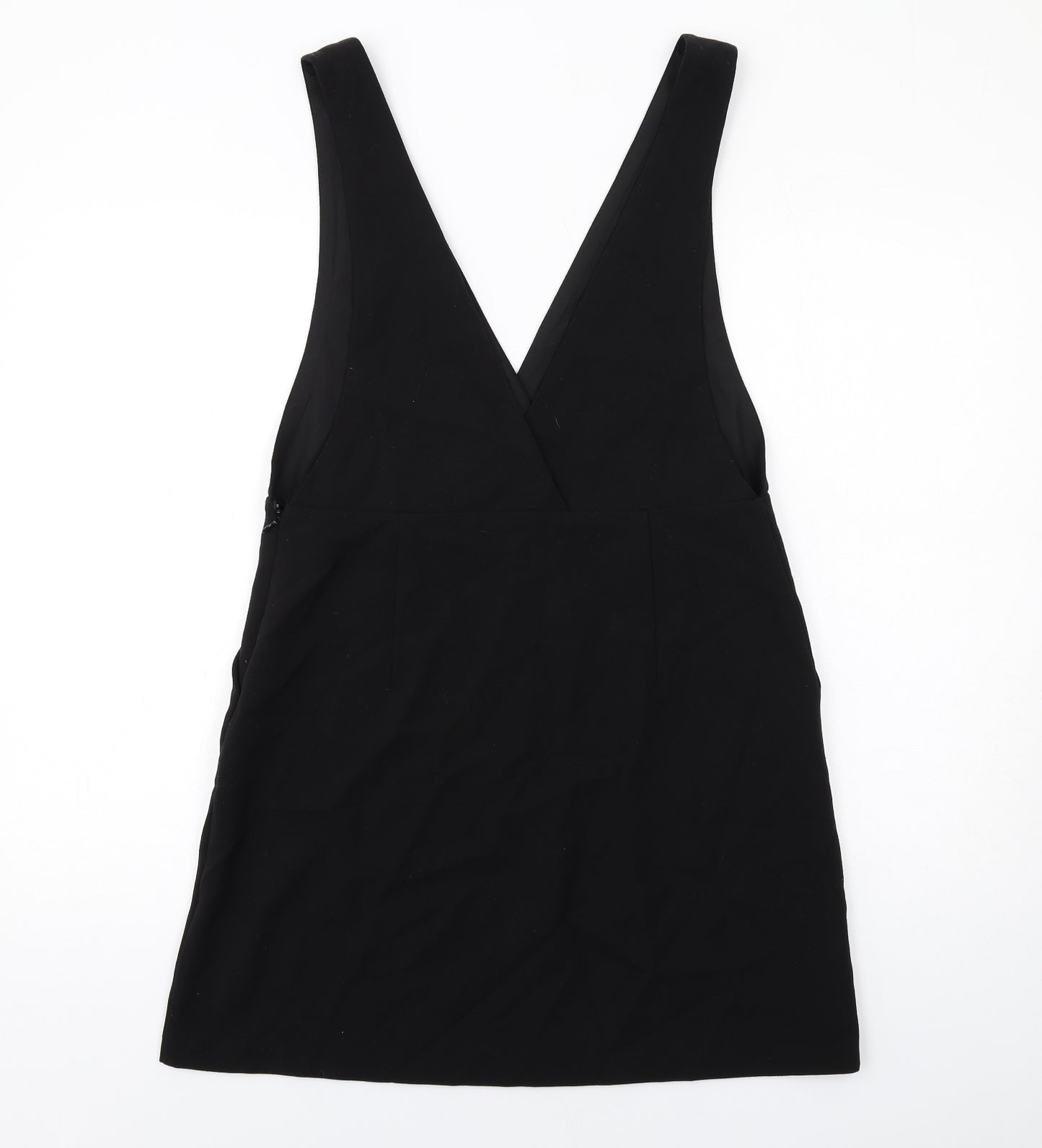 H&M Womens Black Polyester Tank Dress Size 12 V-Neck Zip