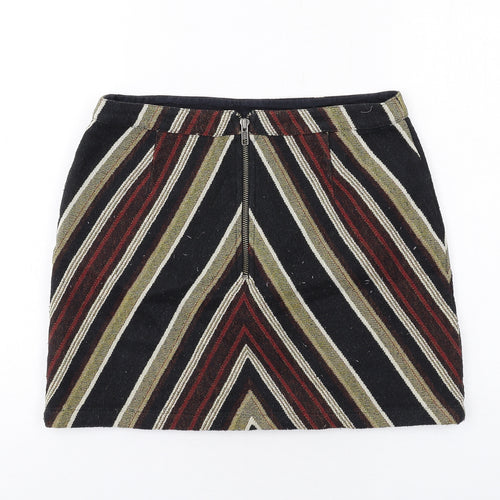Topshop Womens Multicoloured Geometric Polyester Mini Skirt Size 10 Zip