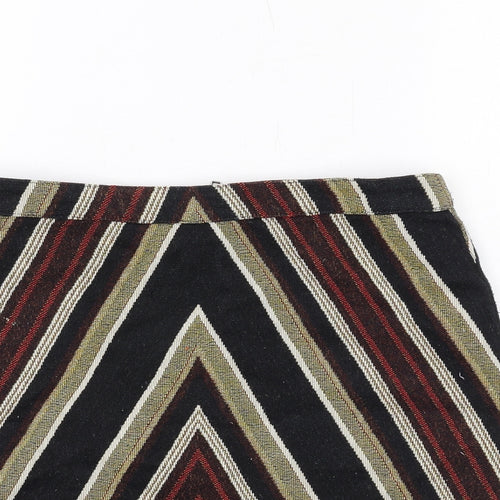 Topshop Womens Multicoloured Geometric Polyester Mini Skirt Size 10 Zip