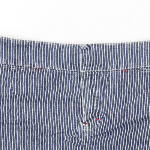 Marks and Spencer Womens Blue Striped Cotton Mini Skirt Size 12 Zip