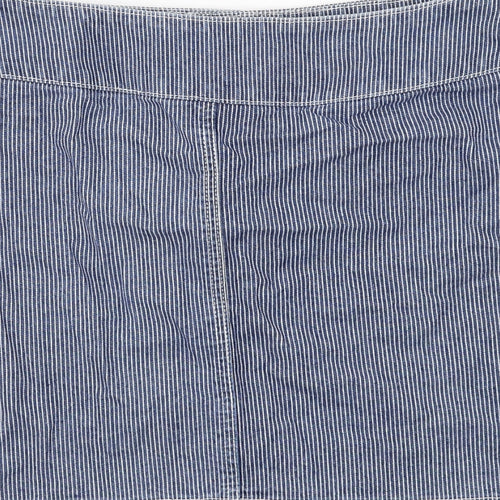 Marks and Spencer Womens Blue Striped Cotton Mini Skirt Size 12 Zip
