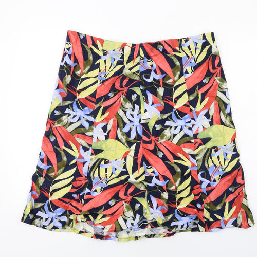 EWM Womens Multicoloured Floral Linen Skater Skirt Size 20