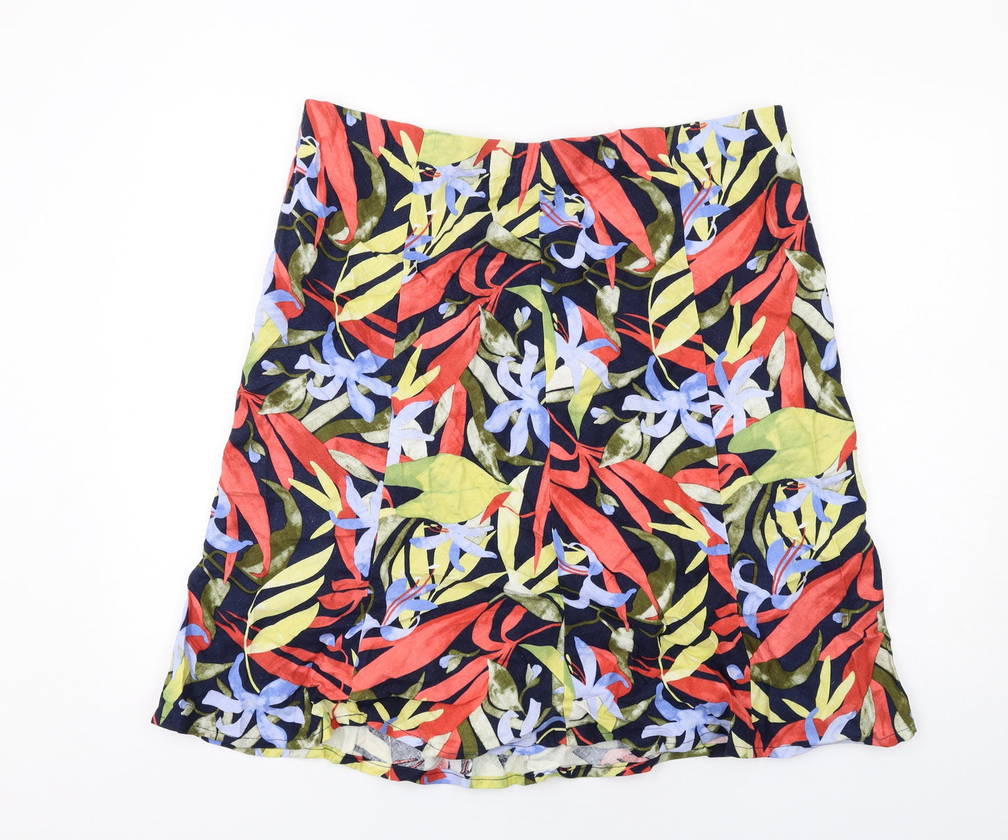 EWM Womens Multicoloured Floral Linen Skater Skirt Size 20