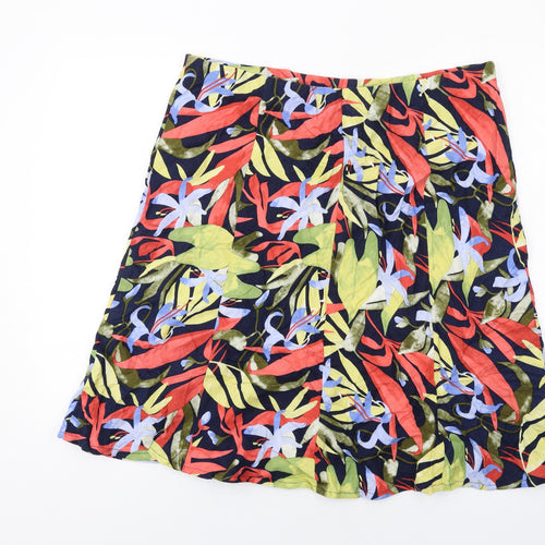EWM Womens Multicoloured Floral Linen Skater Skirt Size 20