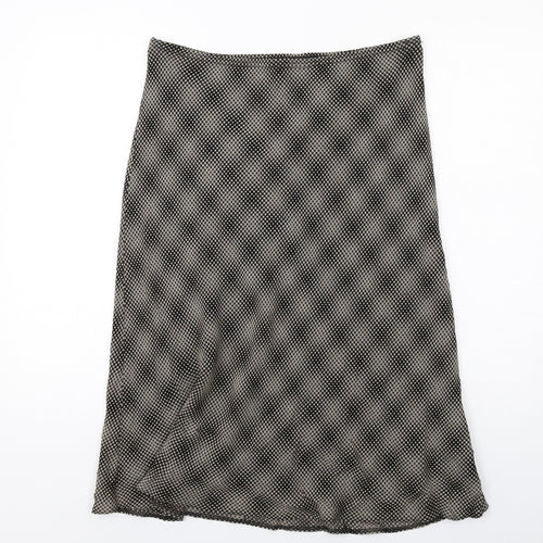 BHS Womens Black Geometric Viscose A-Line Skirt Size 14