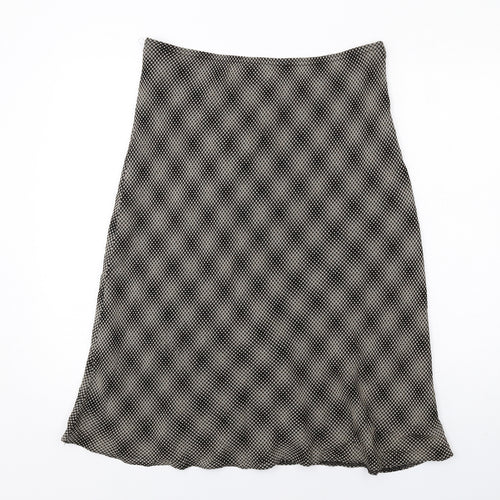 BHS Womens Black Geometric Viscose A-Line Skirt Size 14