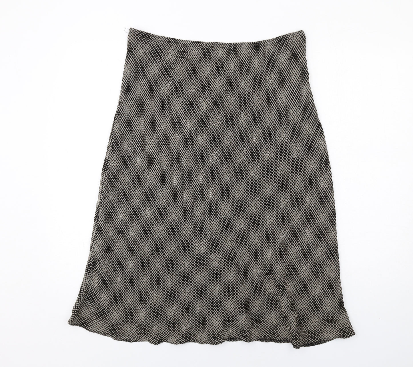 BHS Womens Black Geometric Viscose A-Line Skirt Size 14