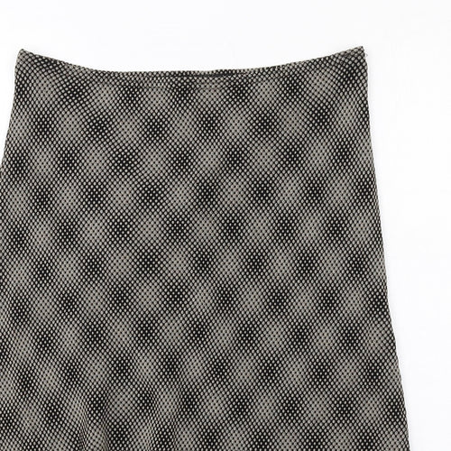 BHS Womens Black Geometric Viscose A-Line Skirt Size 14