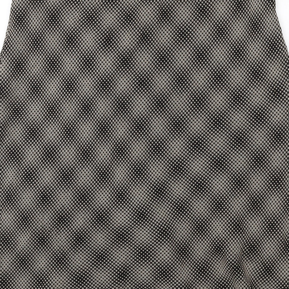BHS Womens Black Geometric Viscose A-Line Skirt Size 14
