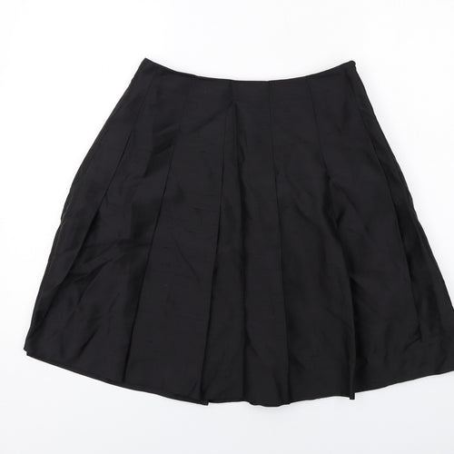 Banana Republic Womens Black Silk Pleated Skirt Size S Zip