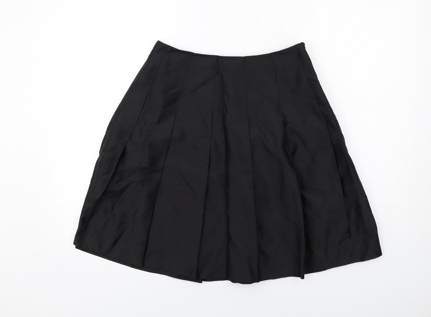 Banana Republic Womens Black Silk Pleated Skirt Size S Zip