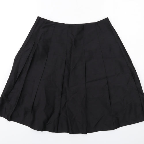 Banana Republic Womens Black Silk Pleated Skirt Size S Zip