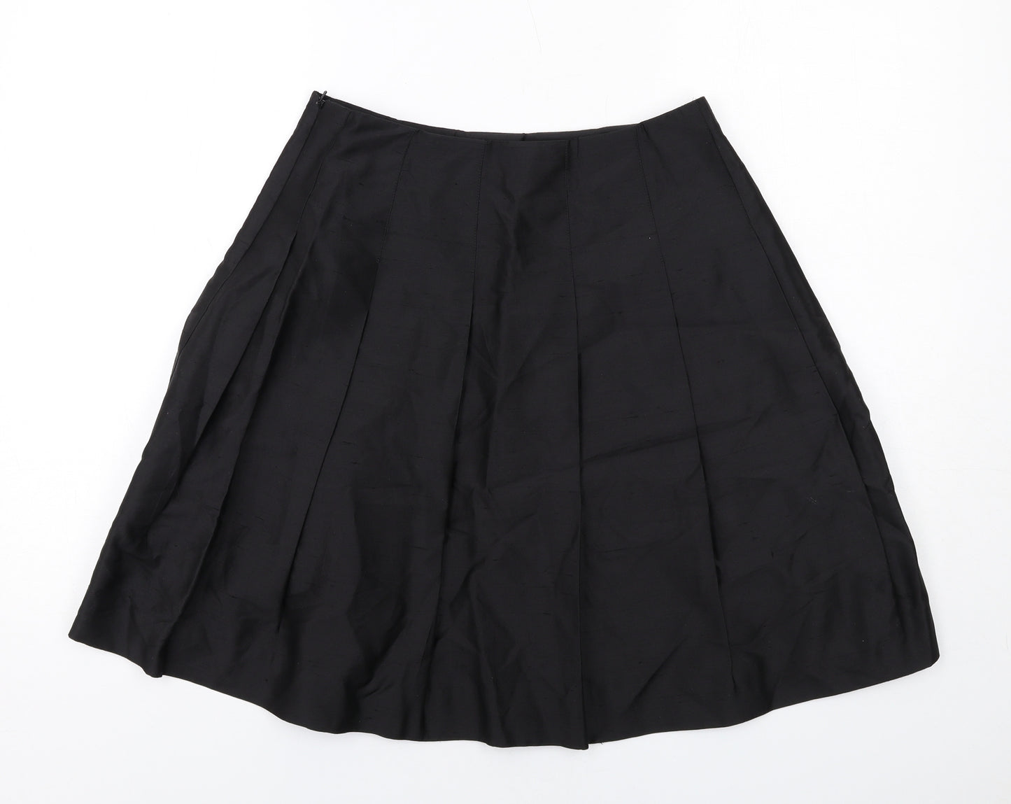Banana Republic Womens Black Silk Pleated Skirt Size S Zip